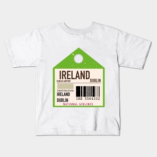 Ireland Dublin vintage style plane ticket Kids T-Shirt